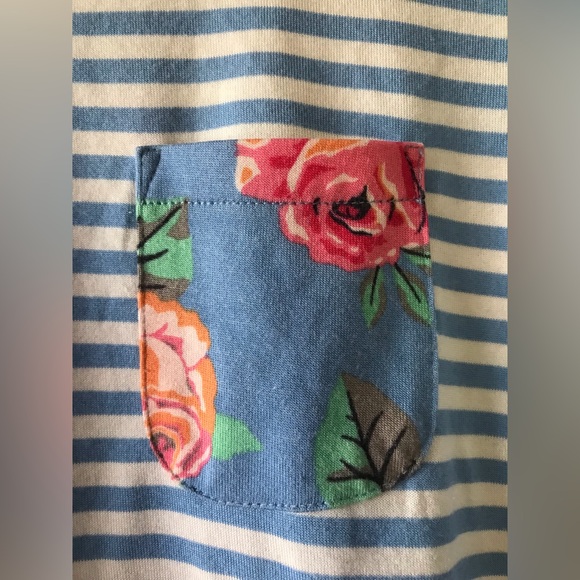 Matilda Jane size S modal blend blue and white striped and prink floral top - Picture 3 of 6